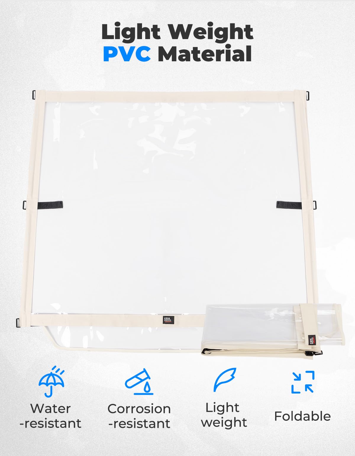 KEMIMOTO EZGO TXT windshield with tear-tested straps ensures secure installation