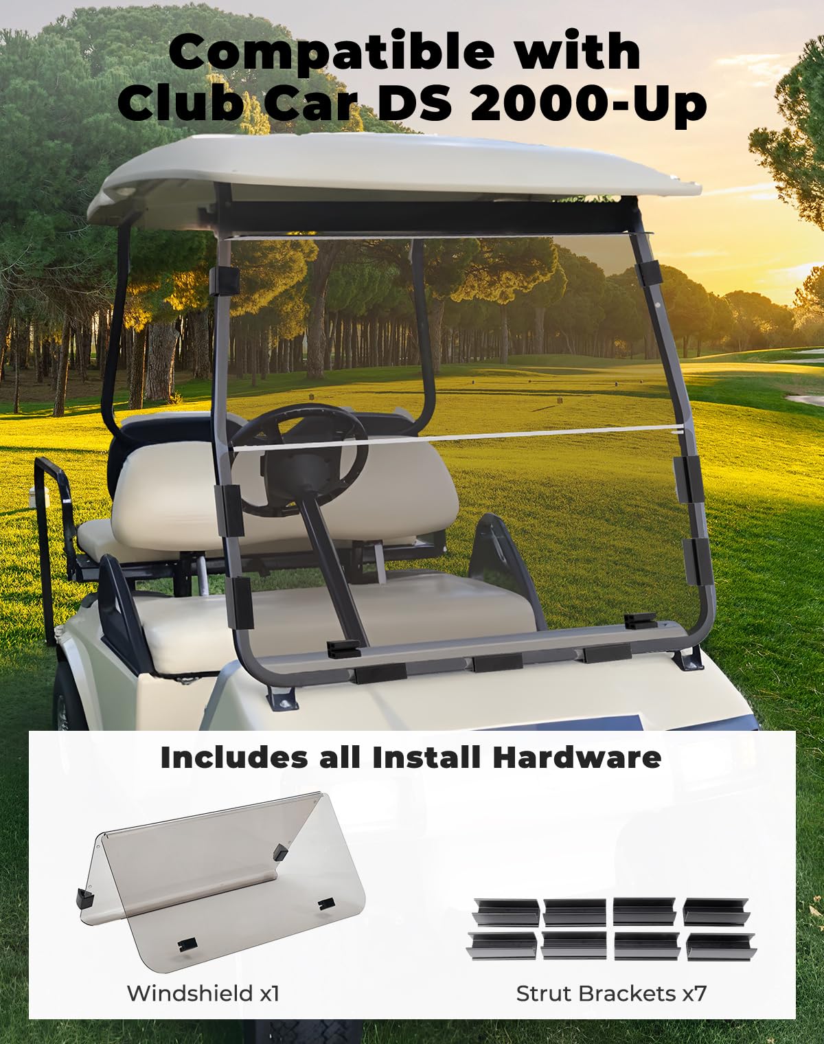 KEMIMOTO foldable windshield adapts for summer airflow and winter wind protection.