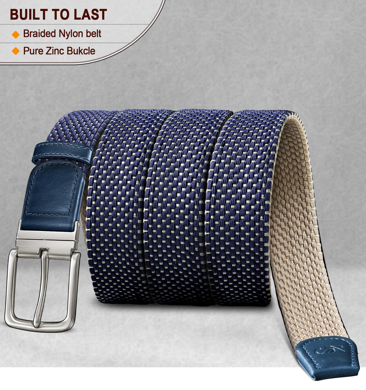 KEMISANT belt in Antique Blue and Beige ready to match outfits.