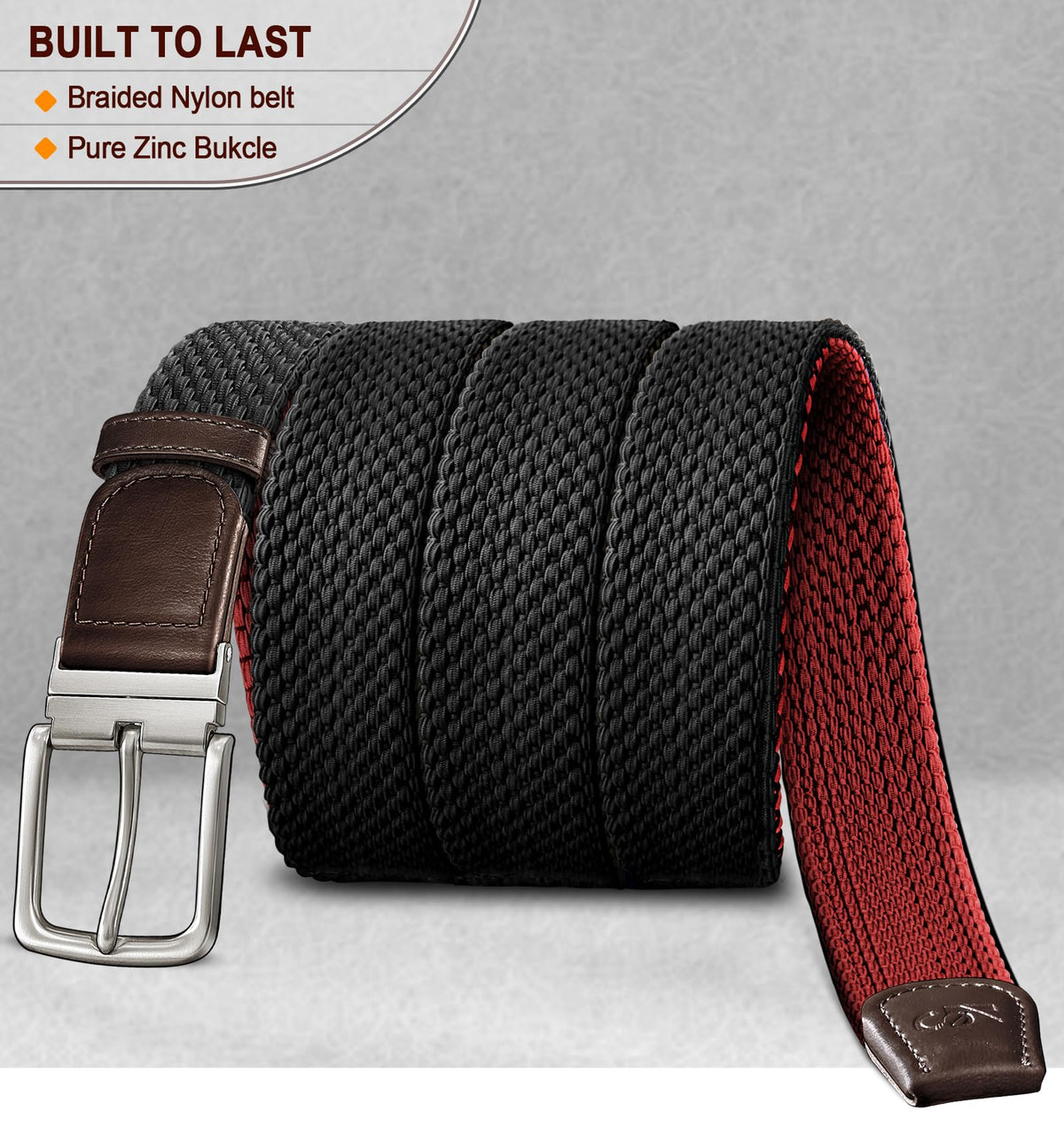 KEMISANT braided belt nylon texture closeup reveals light comfortable daily wear