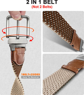 KEMISANT braided belt in beige reverses for classic style on the go