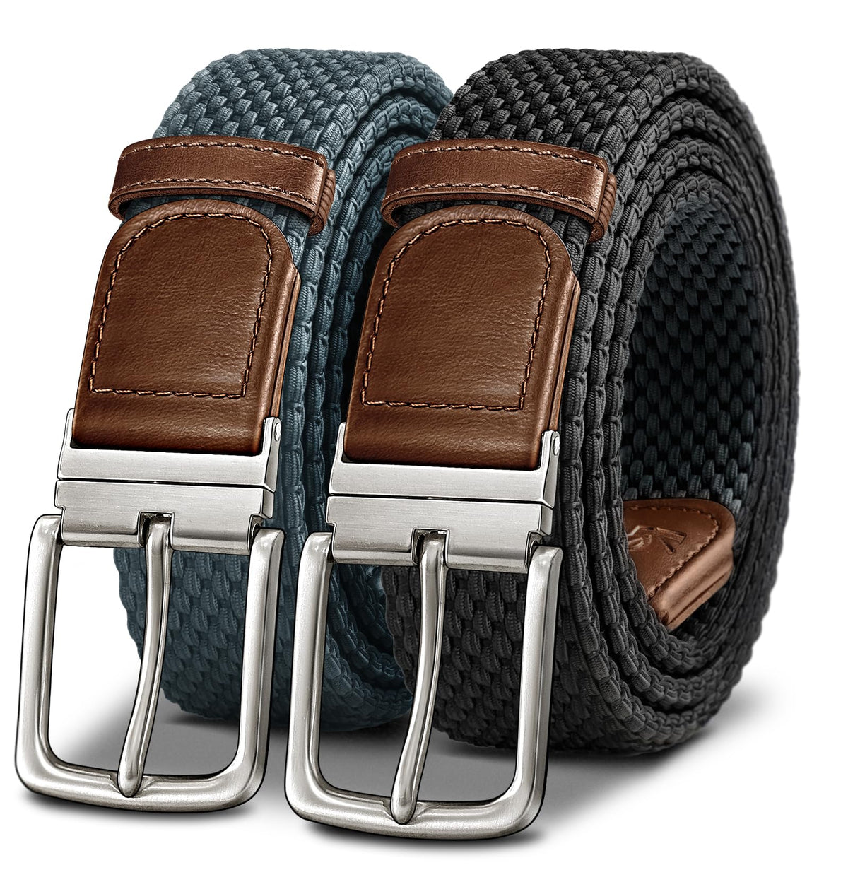 KEMISANT braided belt reversible in black strap for versatile outfits.