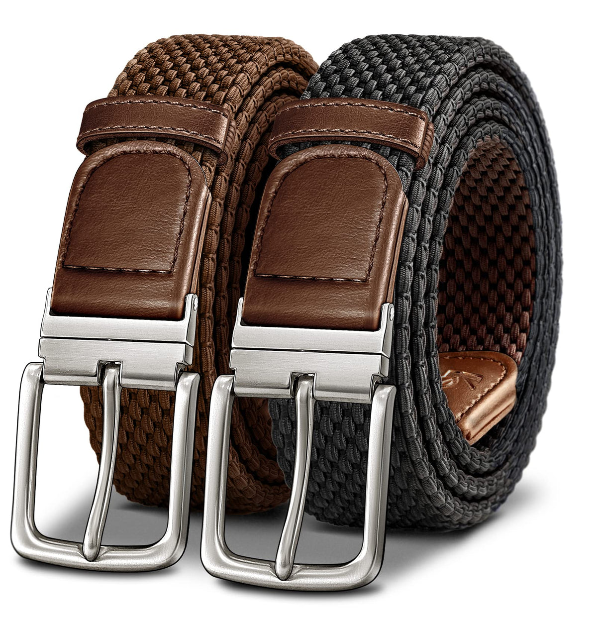 KEMISANT braided belt reversible in black for versatile daily wear.