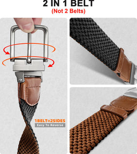 KEMISANT braided belt reversible in light brown for easy outfit switching.