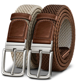 KEMISANT braided belt in light brown reverses for versatile outfits and style transitions