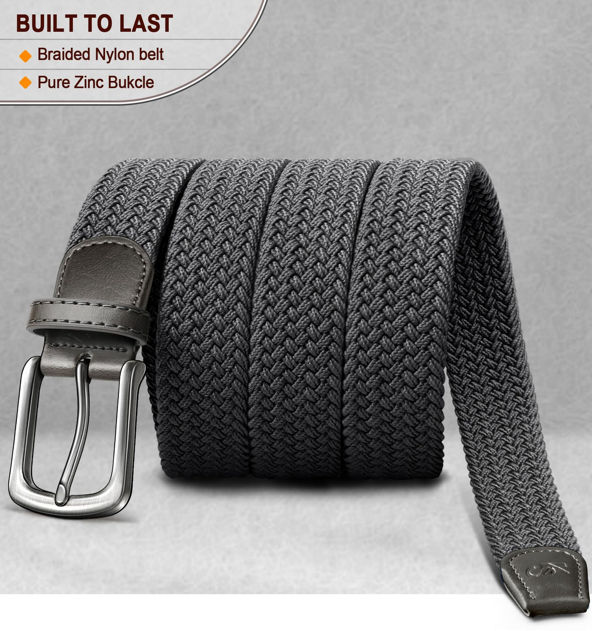 KEMISANT beige braided belt close-up showing woven texture and stretch