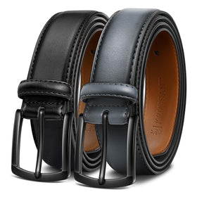 KEMISANT men belt 2pack closeup of black buckle highlighting durable hardware for daily wear.