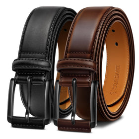 KEMISANT men belt 2Pack black leather for durable, versatile wear.