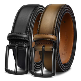 Kemisant Men Belt 2Pack buckle closeup showing sturdy hardware for daily wear.