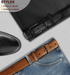 KEMISANT Men Belt sturdy buckle detail signals secure closure during activities.