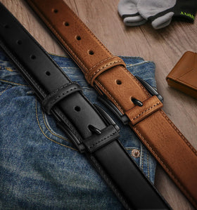KEMISANT belt texture close-up highlighting premium leather grain and long-lasting quality.