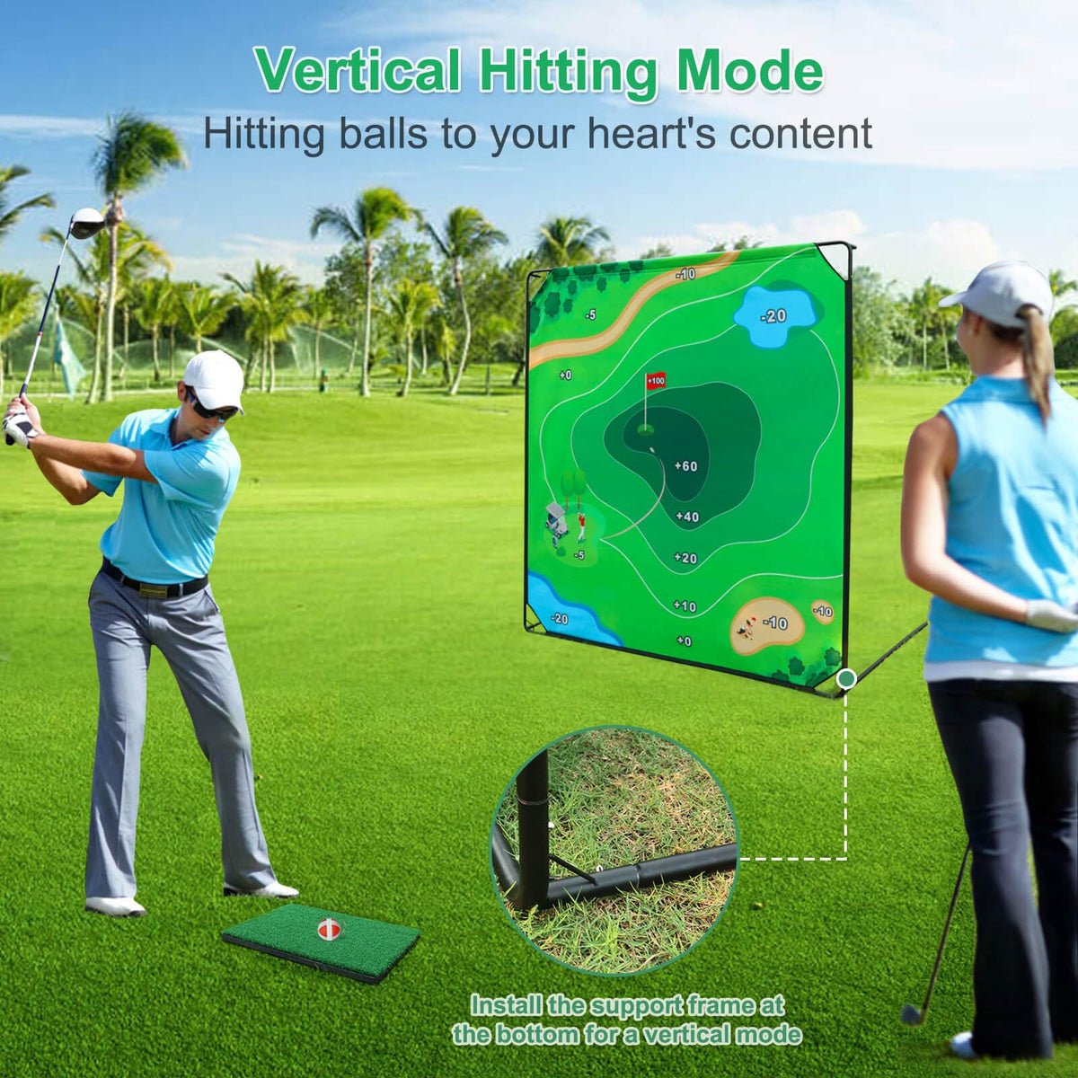 KEMLDIVS golf chipping game frame adjusts angles for varied slopes