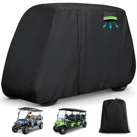 KERANTY 6P golf cart cover front view shields the cart from sun and rain.