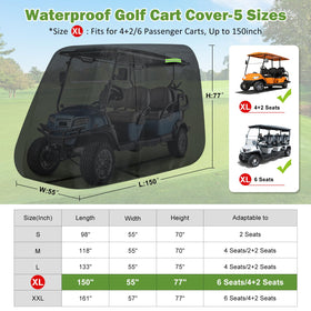 KERANTY 6P golf cart cover rear view protects cargo area from weather and dust.