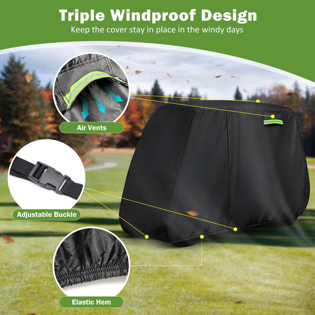 KERANTY 4-passenger cover reflective strips for night visibility