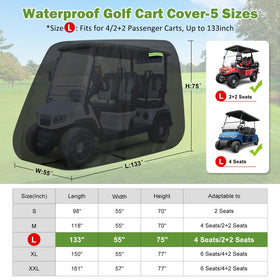 KERANTY 4-passenger cover side view shows secure elastic hems