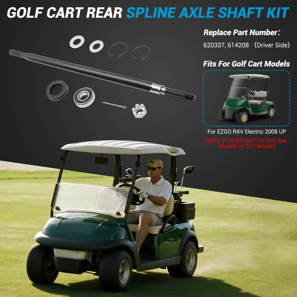 keriolee bearing seal kit for EZGO RXV rear axle ensuring quiet operation