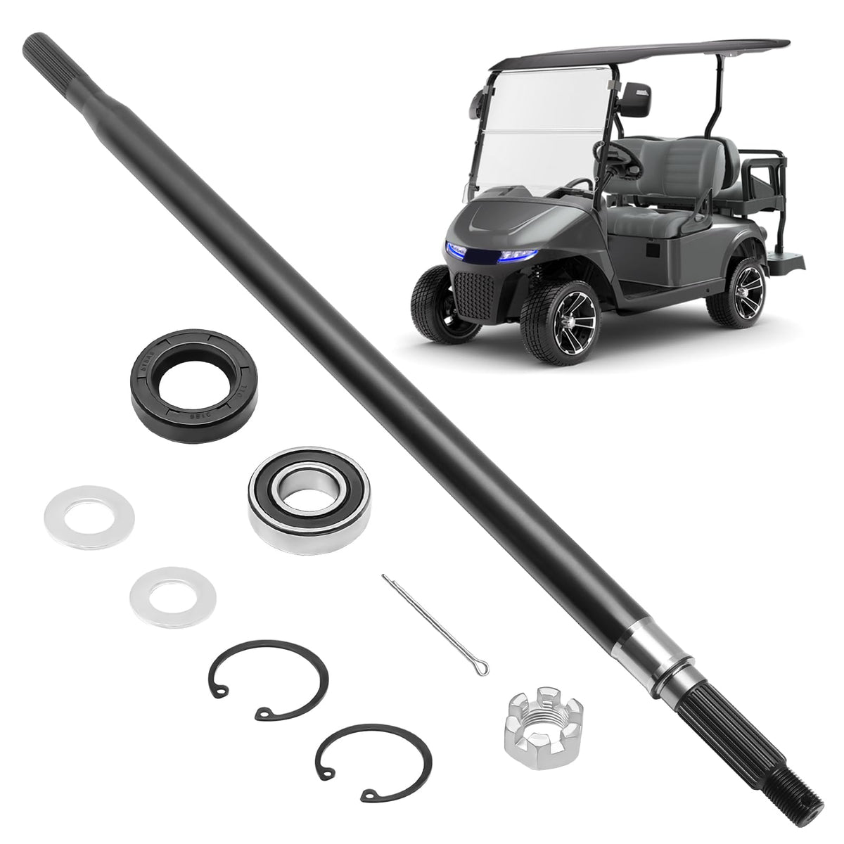 keriolee EZGO RXV driver side rear axle shaft with 24-teeth spline for smooth power transfer