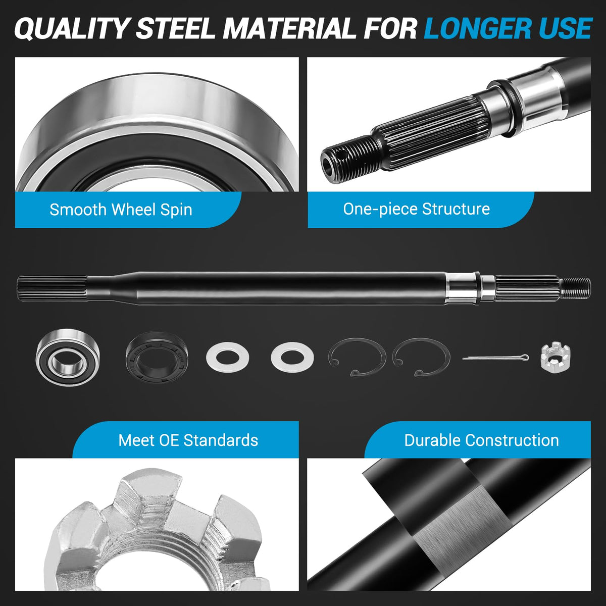 keriolee RXV axle shaft 24-teeth spline detail for precise engagement