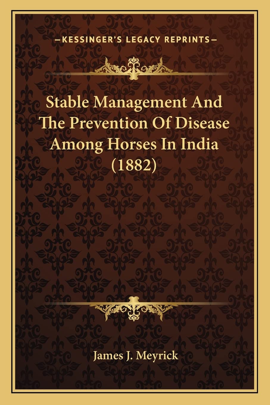 Kessinger Publishing cover image for Stable Management India edition, historical reference for horse care insights.