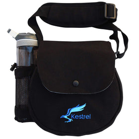 Kestrel Black Disc Golf Bag front view showing compact disc storage on course