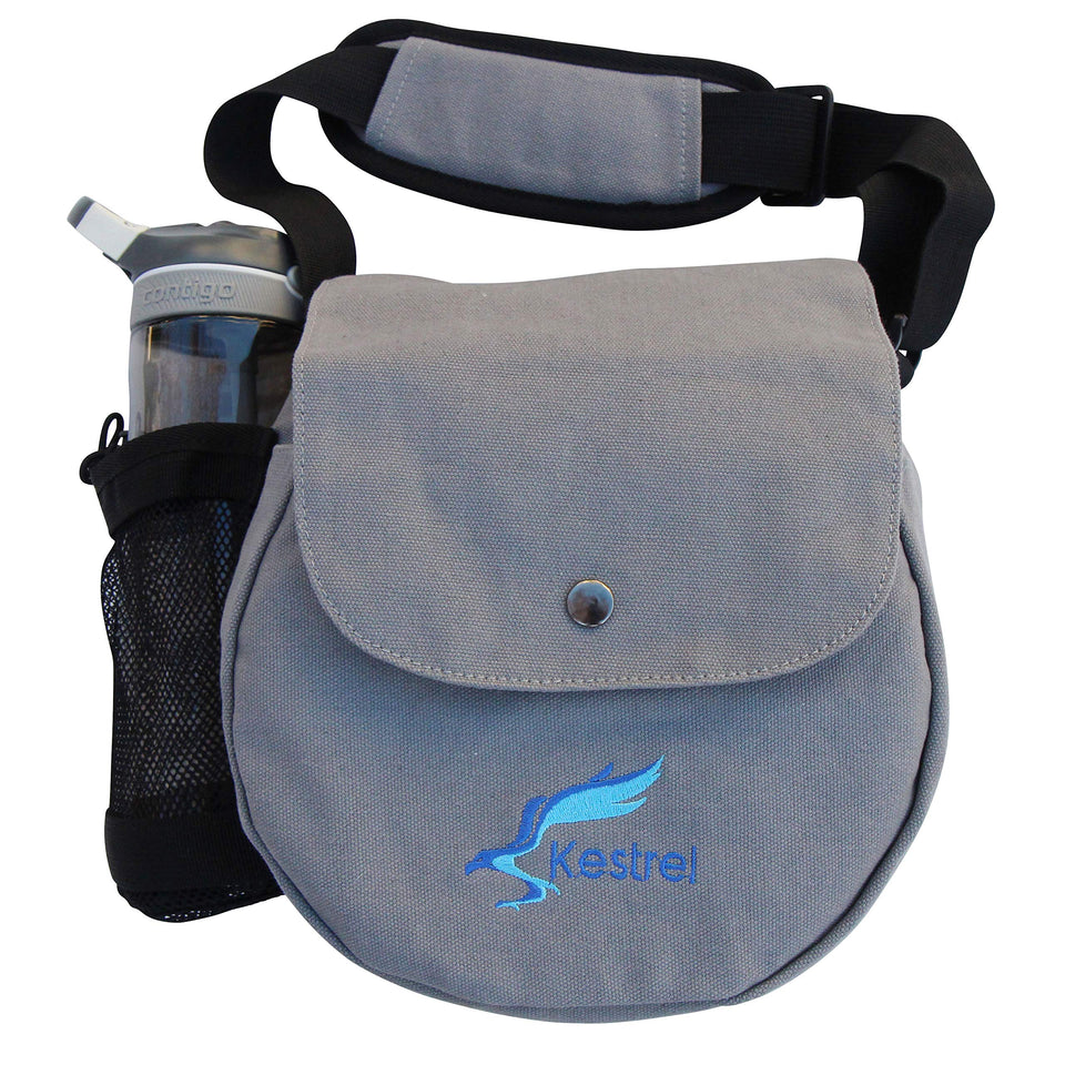 Kestrel Disc Golf Bag showing capacity for 6-10 discs, ideal for rounds.