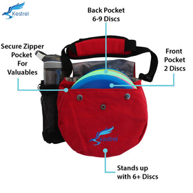 Kestrel Disc Golf Bag holds 6-10 discs for versatile play