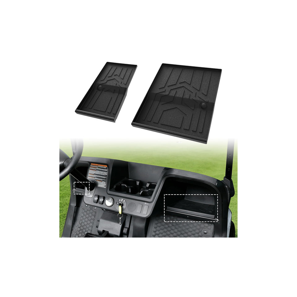 KEWISAUTO dash mat for EZGO RXV showing precise fit and non-slip texture for secure items