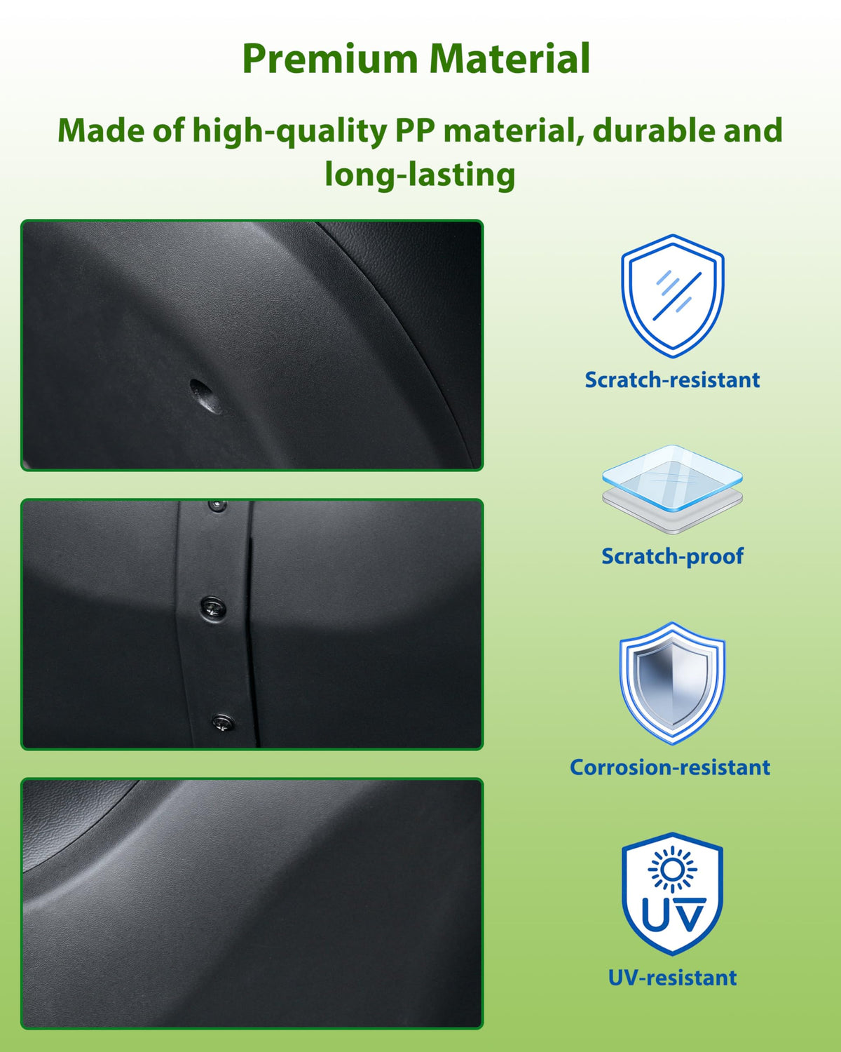 Durable PP material close-up on KEWISAUTO EZGO TXT back panel