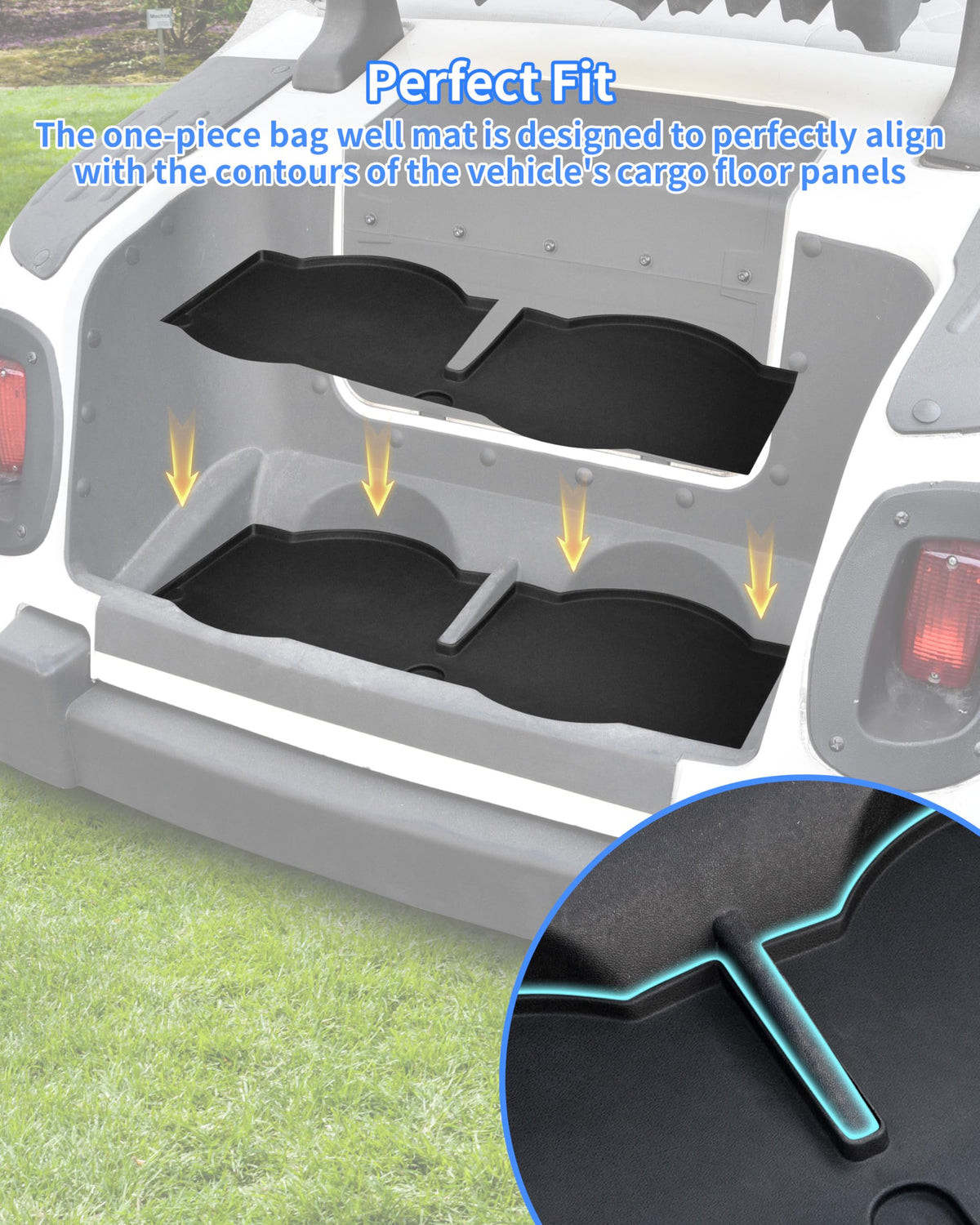 KEWISAUTO Bag Well Mat cleans quickly with a wipe or rinse.