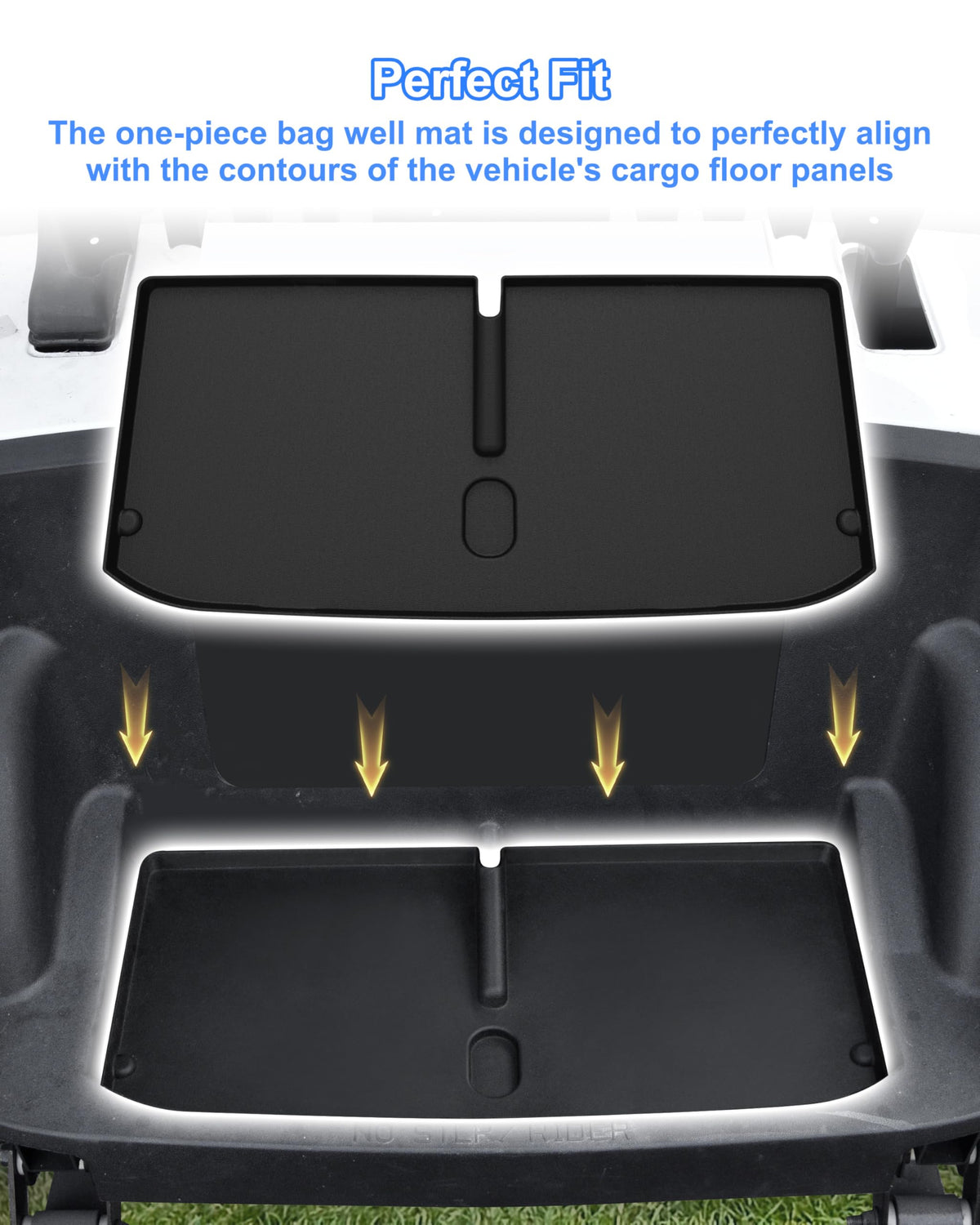 KEWISAUTO Bag Well Mat EZGO RXV Valor 2025 easy-install feature demonstrated.