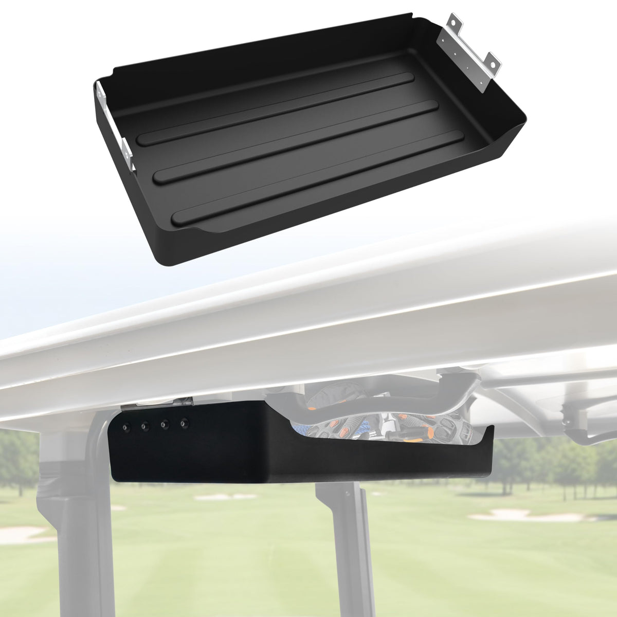 KEWISAUTO rear overhead storage tray on Yamaha Drive2 G29 keeps golf gear organized.