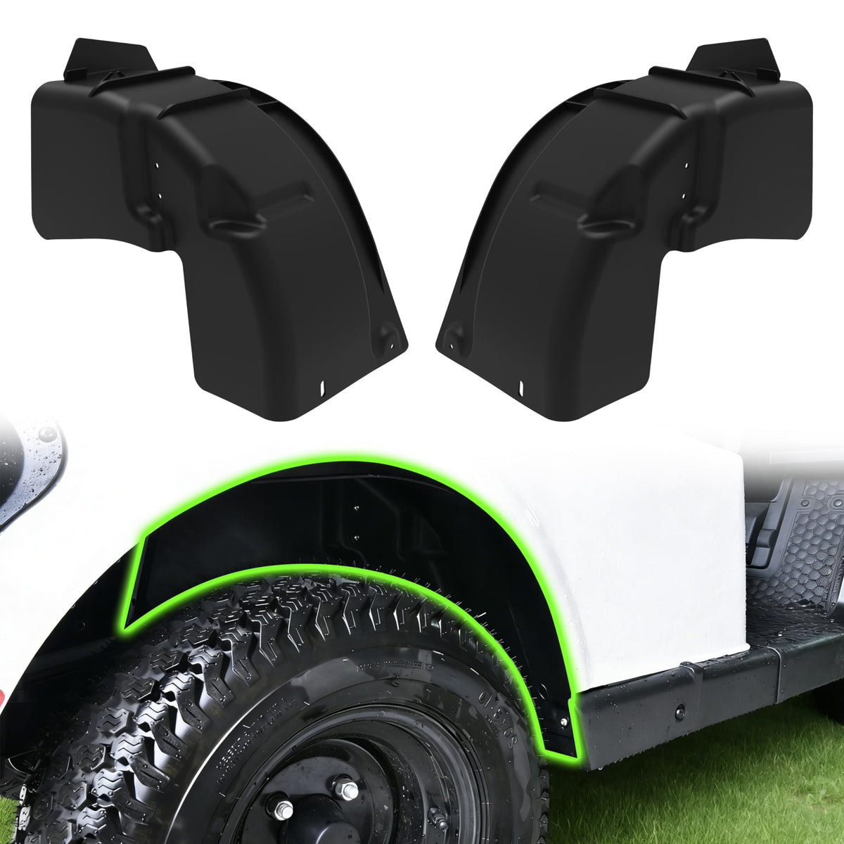KEWISAUTO rear wheel well liner fits EZGO RXV for cleaner undercarriage protection.