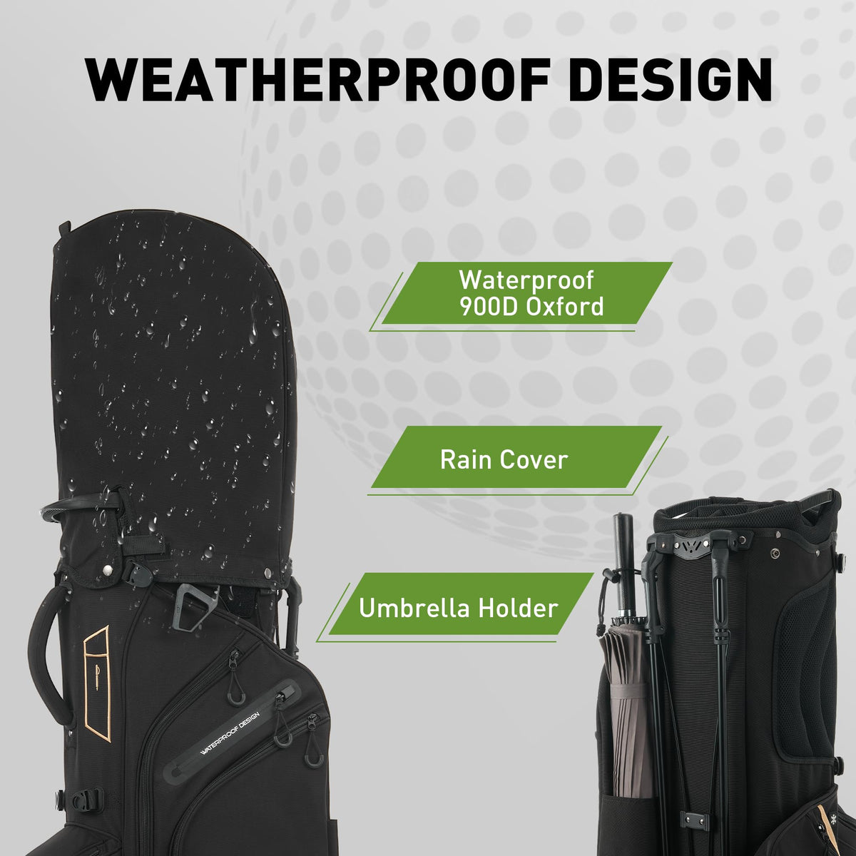 KeyOpen golf stand bag with umbrella holder for quick shade on course