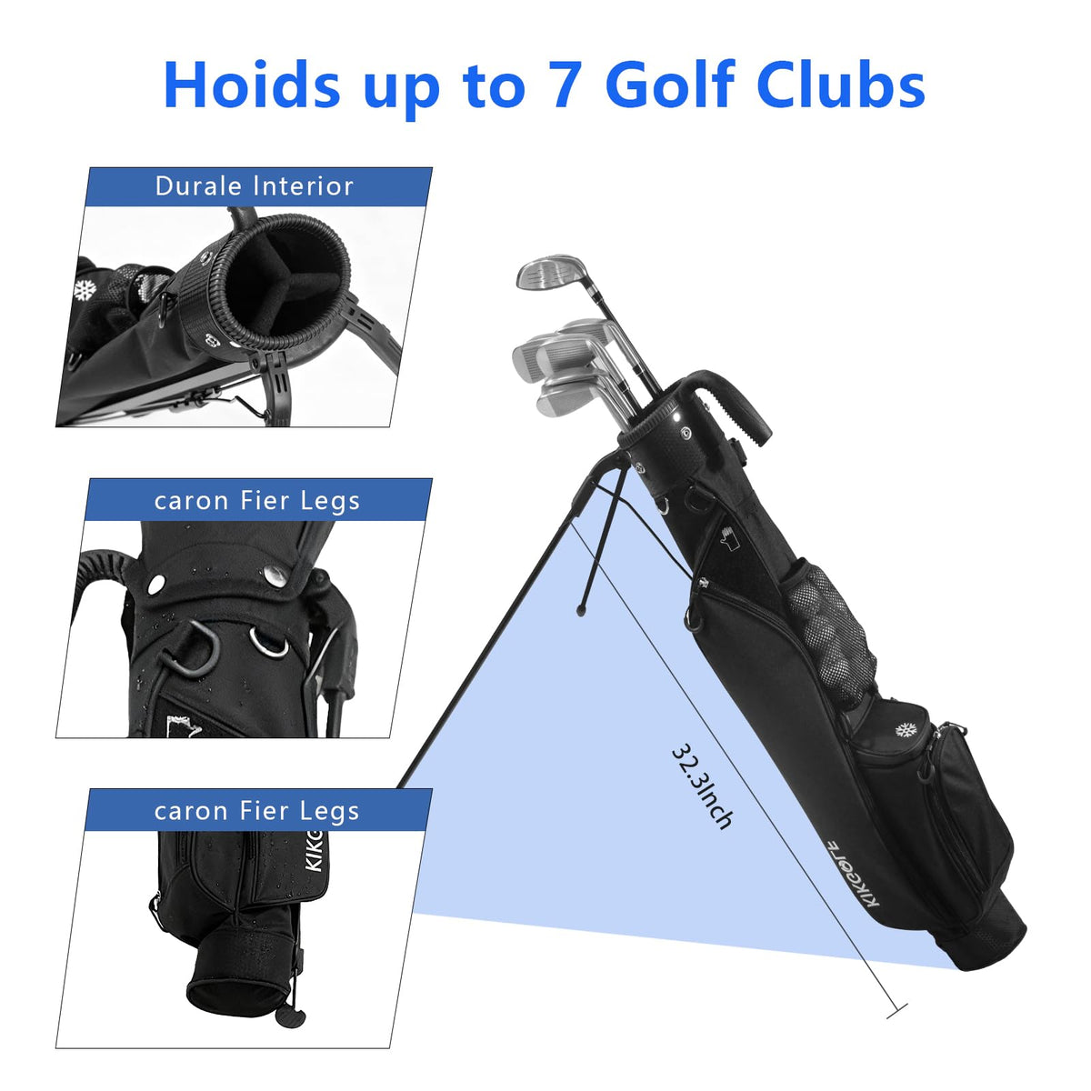 KIKGOIF Sunday Golf Stand Bag in use with strap for cart-ready carry
