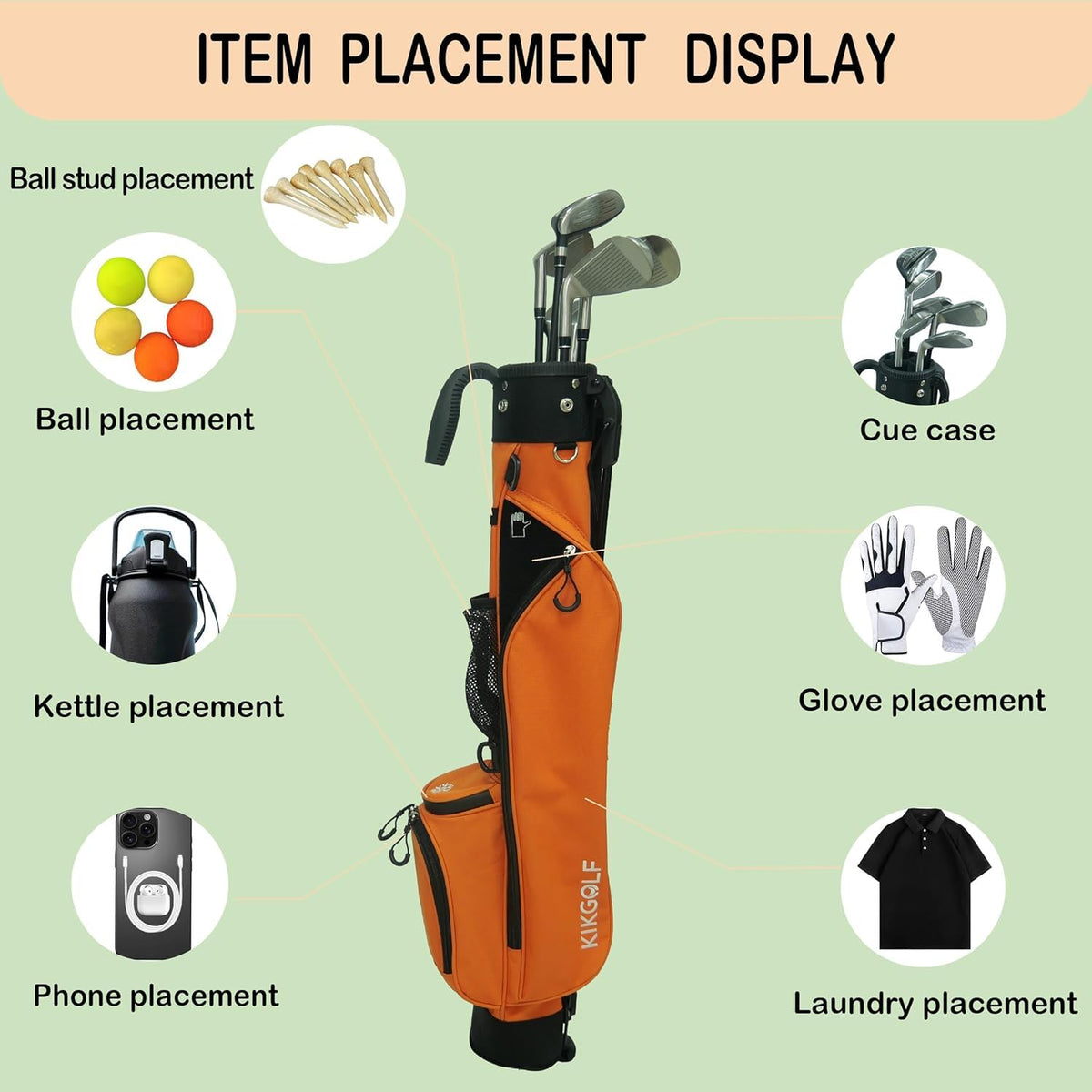KIKGOIF Sunday Stand Bag with retractable legs for stable ground stance