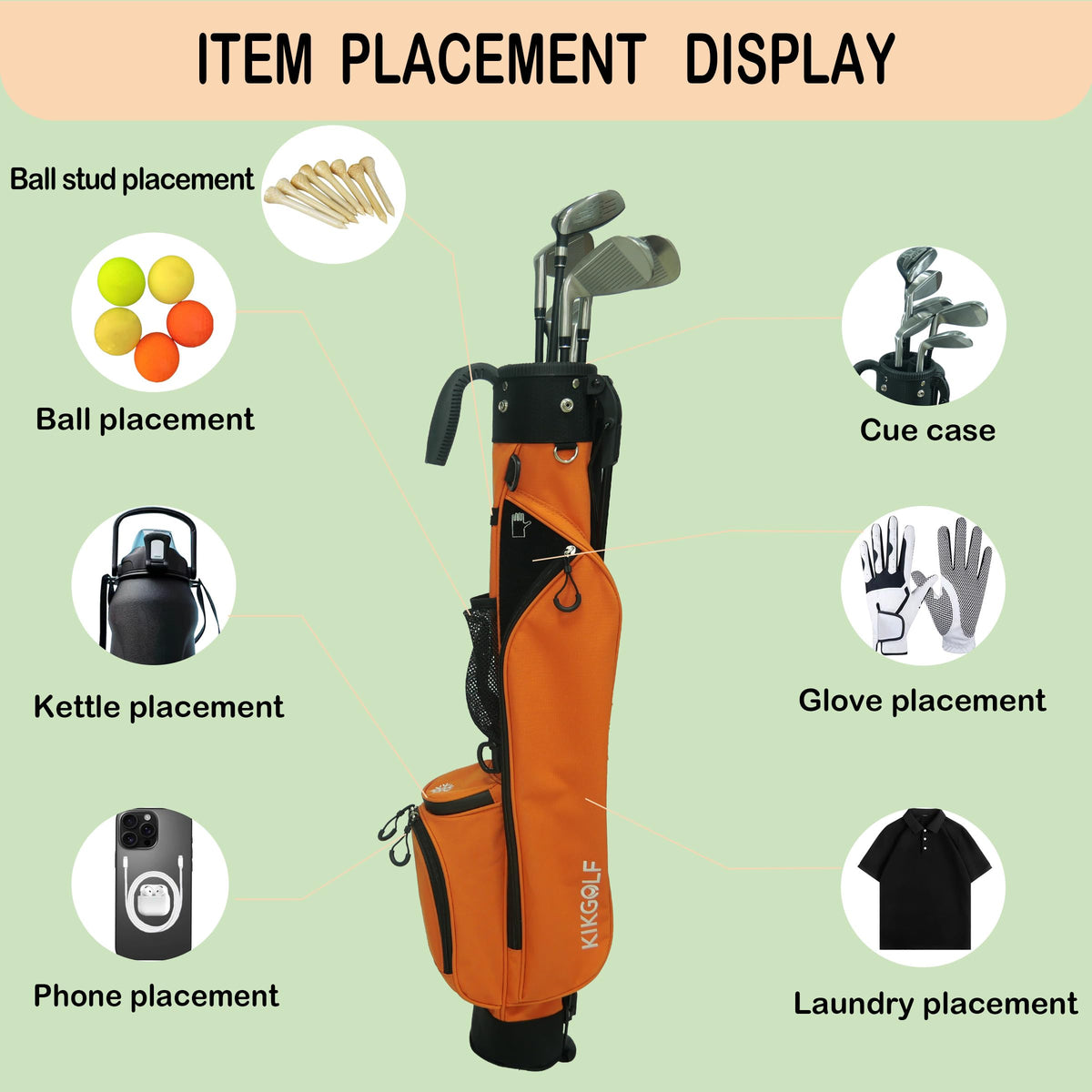 KIKGOIF Sunday Stand Bag side view highlights dual strap system for comfort