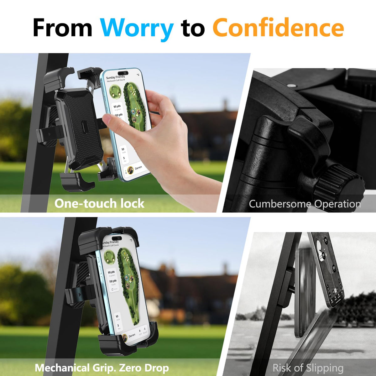 KingofKings holder offers 360-degree rotation for flexible viewing angles.