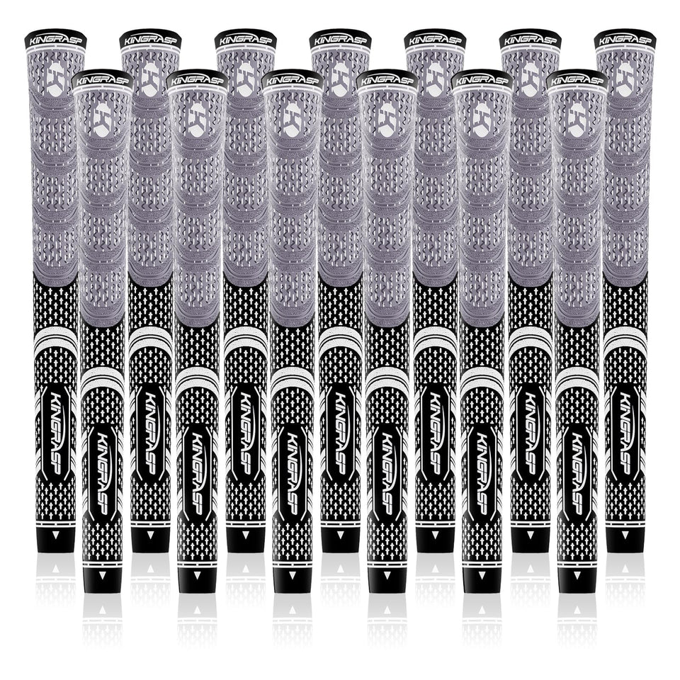 KingRASP multi compound golf grips gray-black midsize for consistent control.