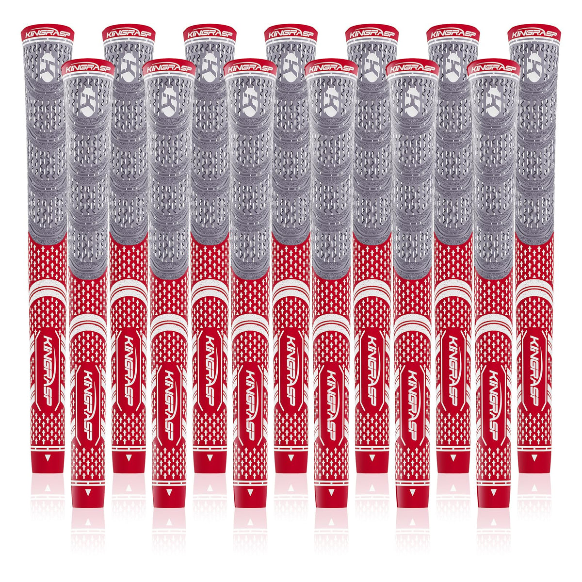 KingRASP multi compound golf grips front view in gray midsize, showing anti-slip all weather design
