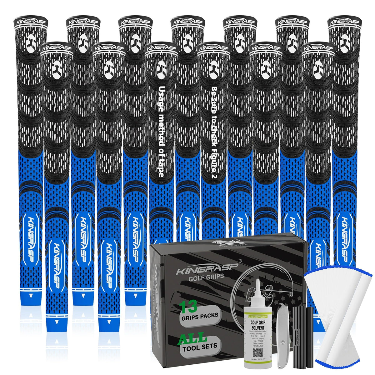 KINGRASP 13-pack packaging showing the grip kit packaging and components.