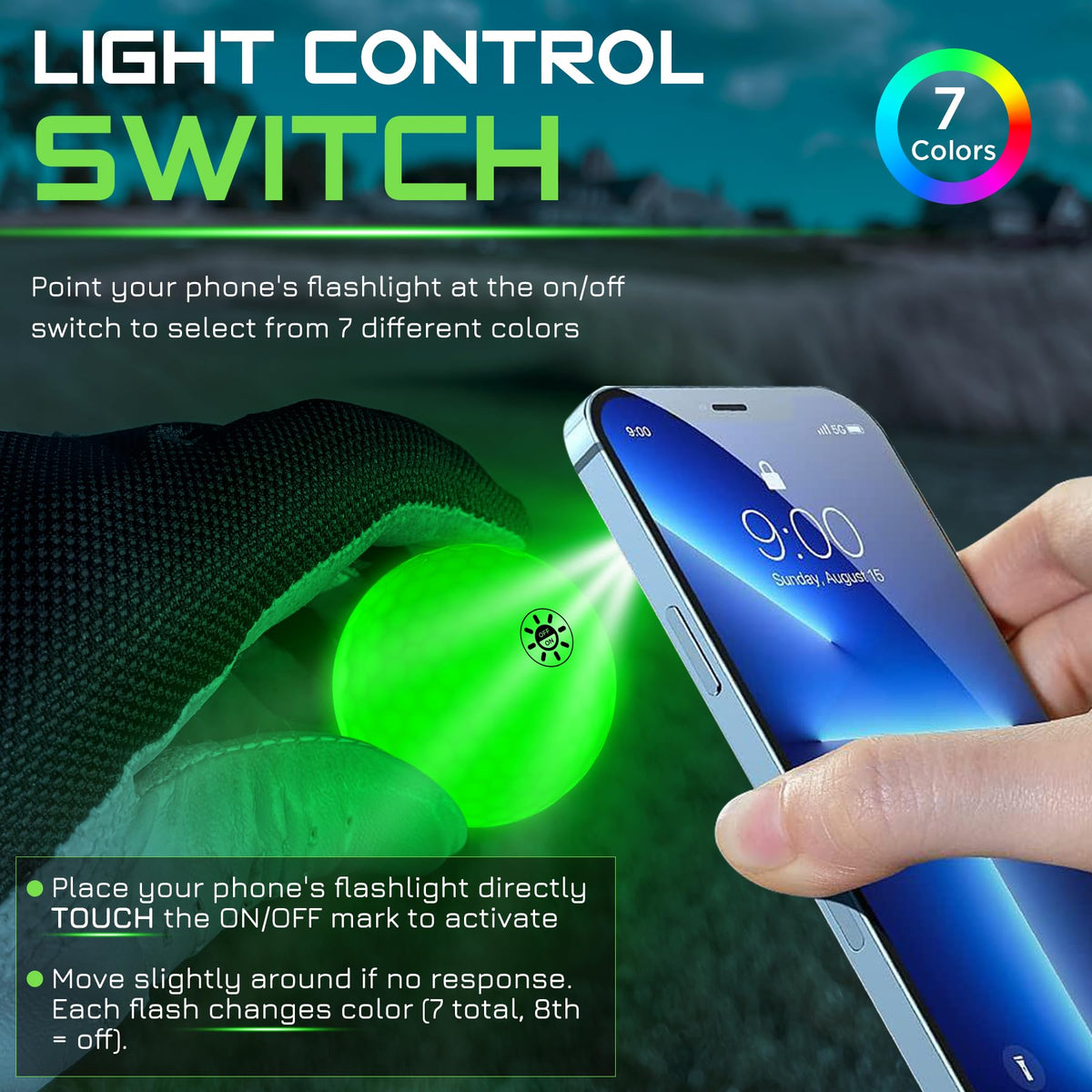 KINGTOP EverGlow green glow ball improves night shot tracking.