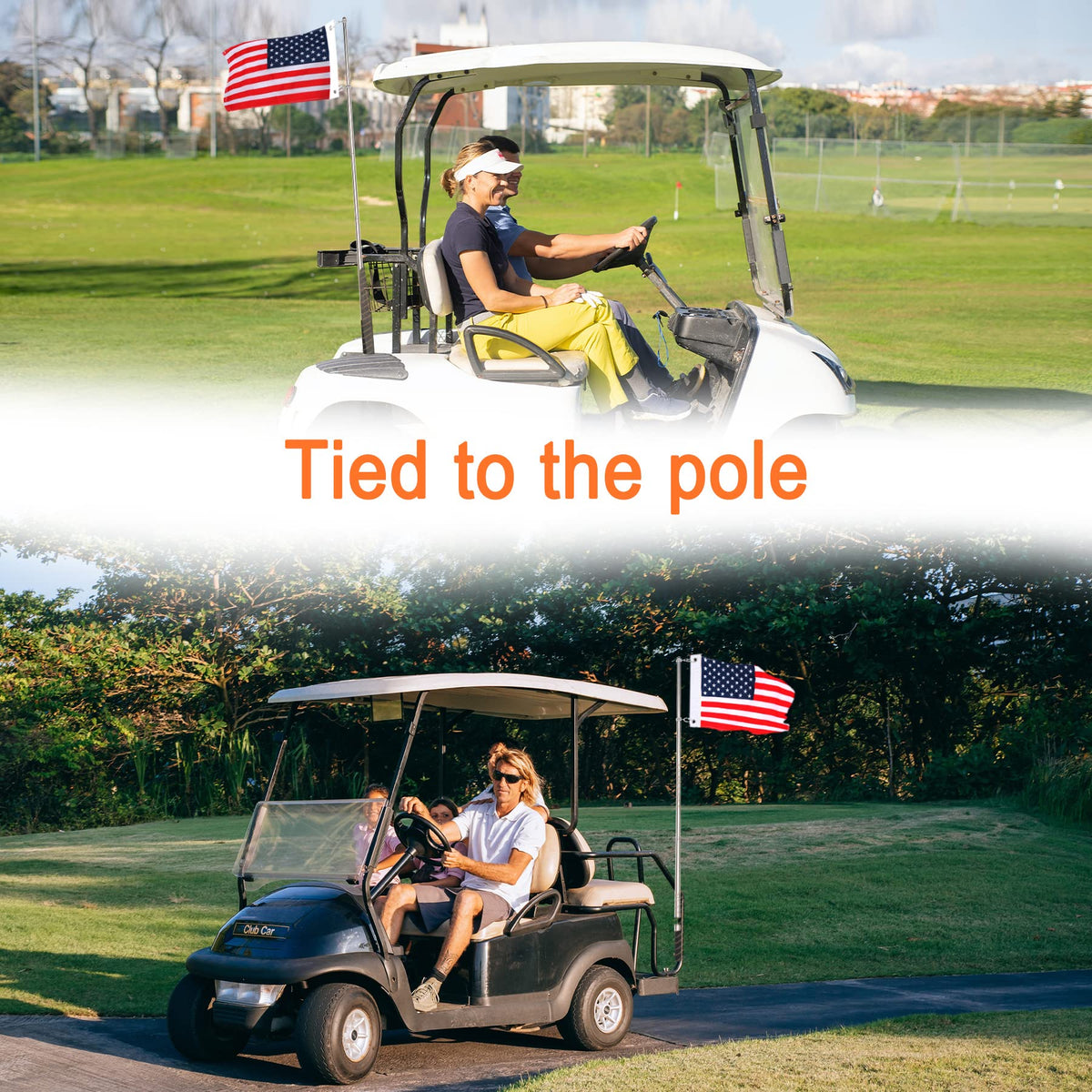 KINGTOP flag and pole kit for golf carts, boats, bikes.