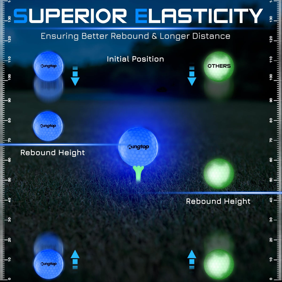 Kingtop fluorescent glow tees package with six pieces for night practice.