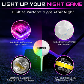 Kingtop RainbowFlash glow tees included for quick night golf setup