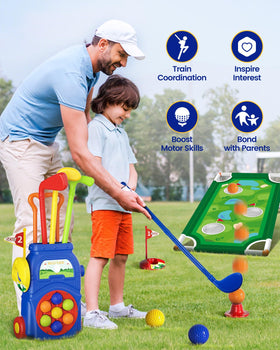 KINGTOP toddler golf set with cornhole board for backyard fun