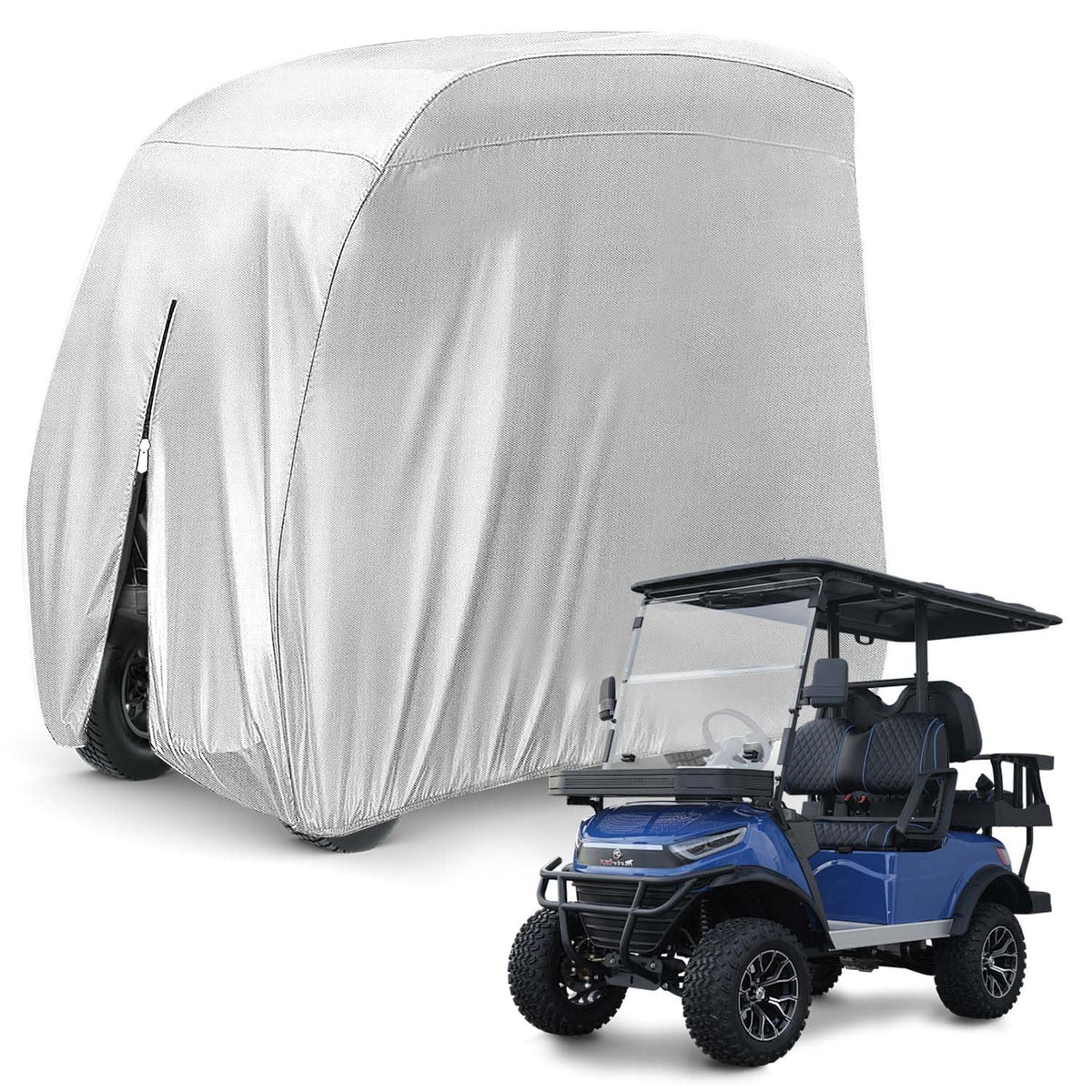 KISEER 2-passenger 420D golf cart cover on cart protecting EZGO, Club Car, Yamaha from rain