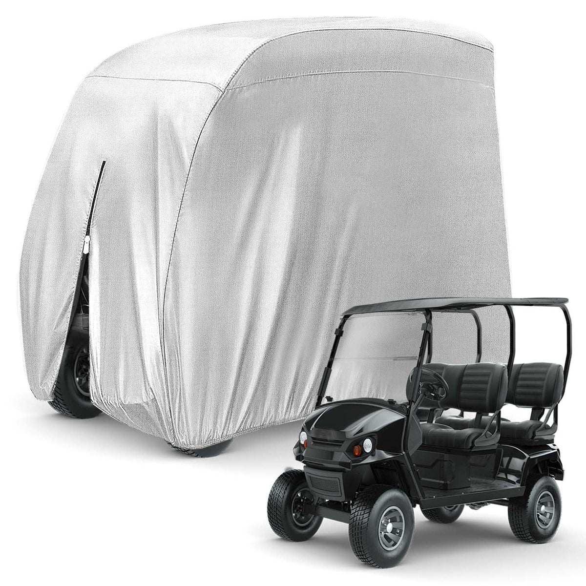 KISEER golf cart cover silvery 108-inch shields from rain and UV