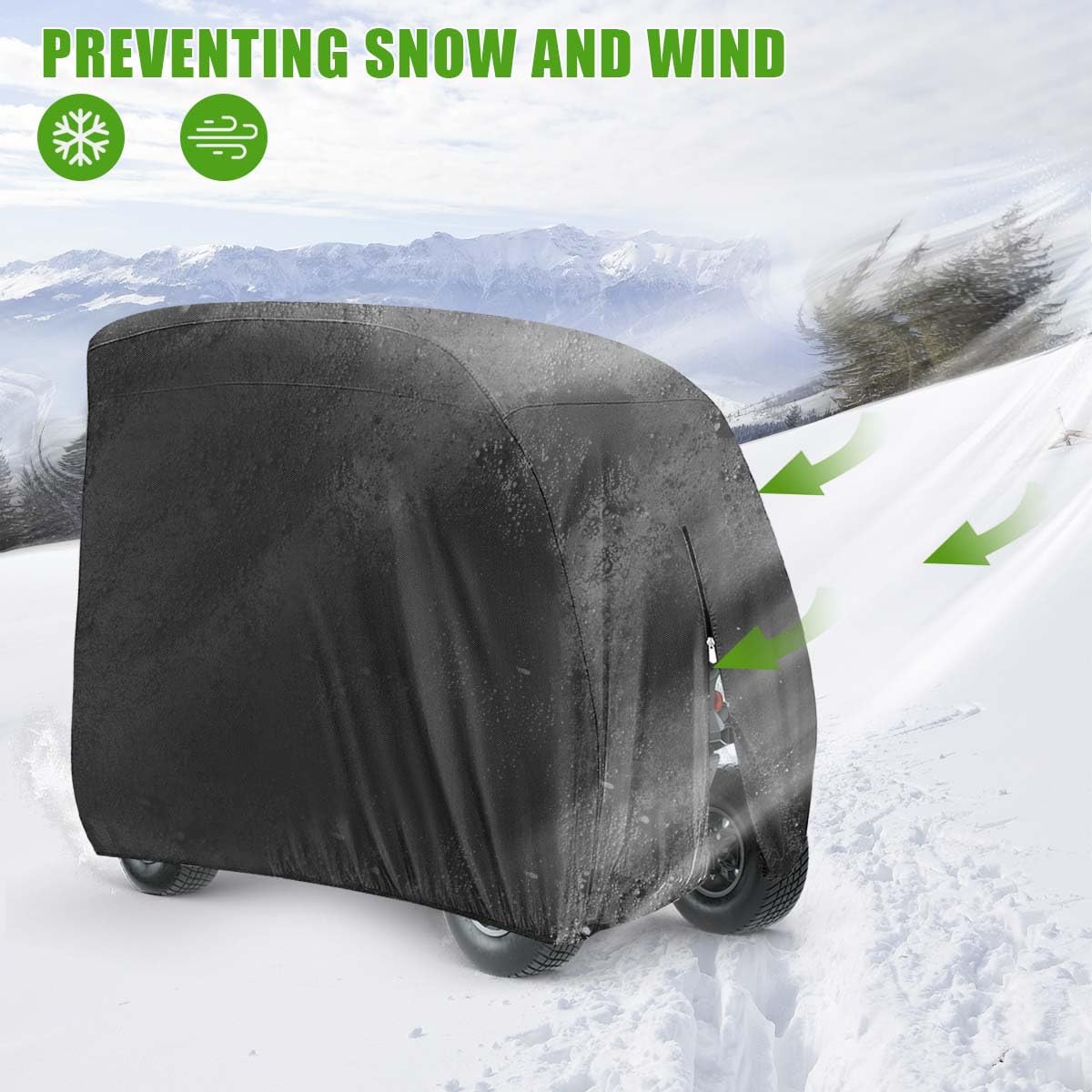 KISEER 4-passenger golf cart cover protects four-seat carts and stores neatly