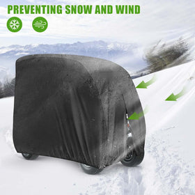 KISEER 4-passenger golf cart cover protects four-seat carts and stores neatly